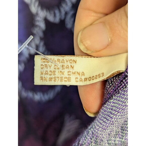 Collection Eighteen Floral Purple & Blue Scarf With Fringe Reversible Shine - Picture 7 of 8